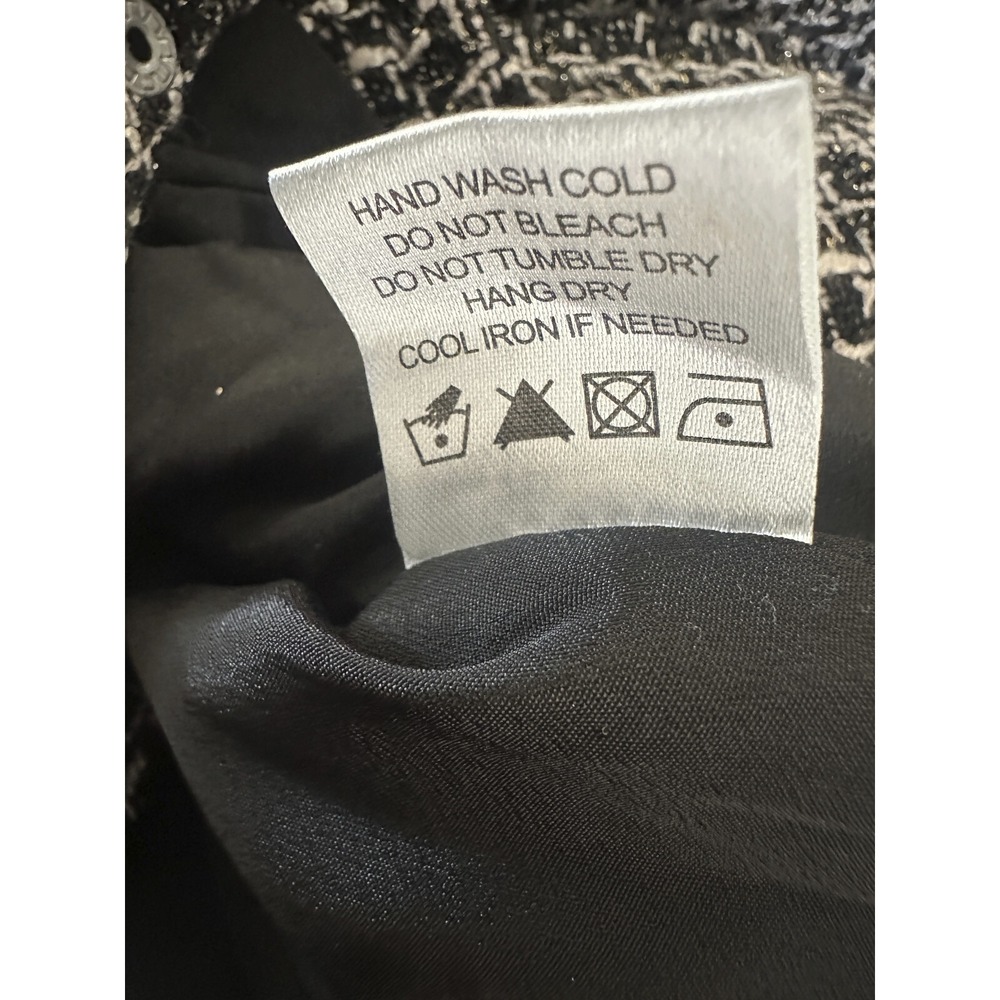 Revolve x House of Harlow Tweed Moto Zip Cropped Jacket XL Blk Wht Biker Chic - Picture 12 of 16